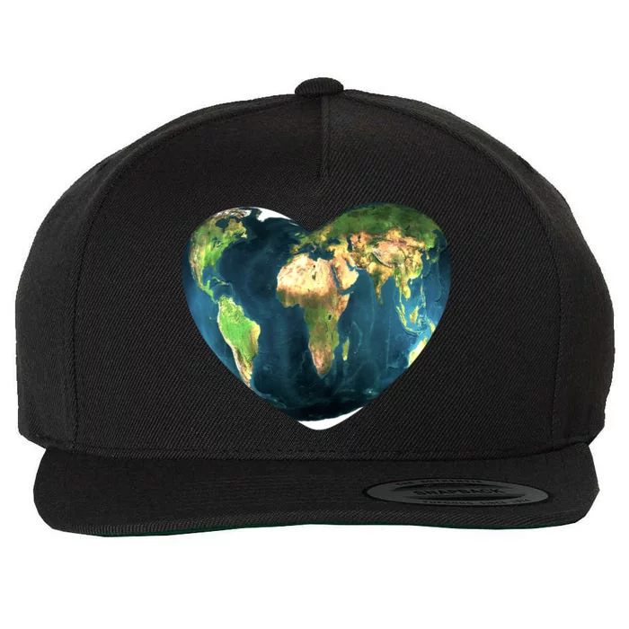 Heart Of The World Love Earth Wool Snapback Cap