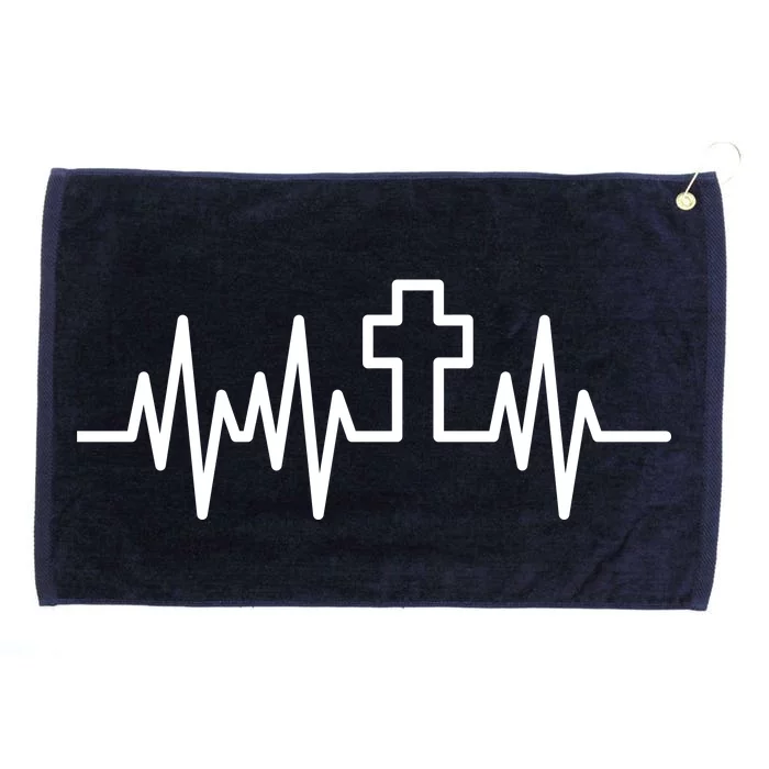 Heartbeat Cross Grommeted Golf Towel