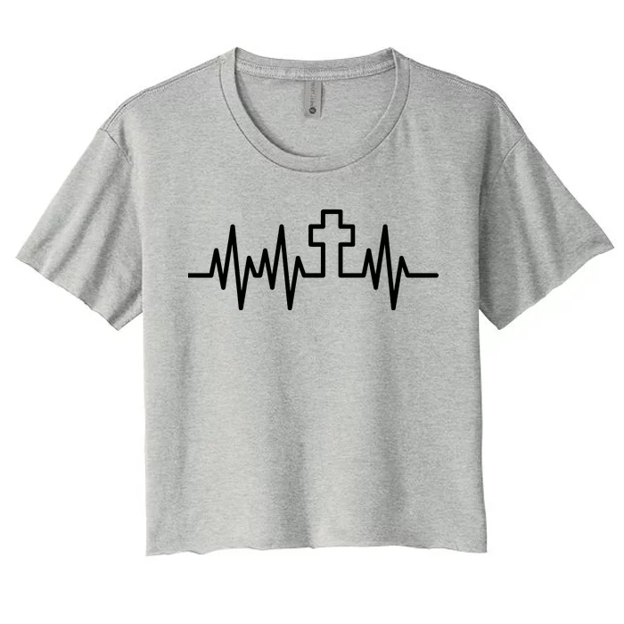 Heartbeat Cross Women's Crop Top Tee