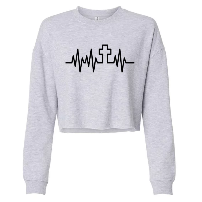 Heartbeat Cross Cropped Pullover Crew