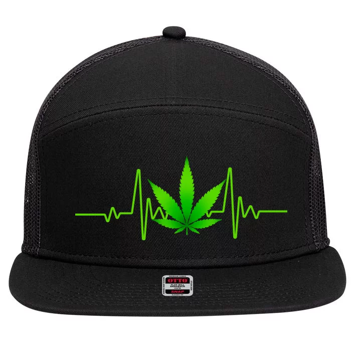 Heartbeat Weed Pulse 7 Panel Mesh Trucker Snapback Hat