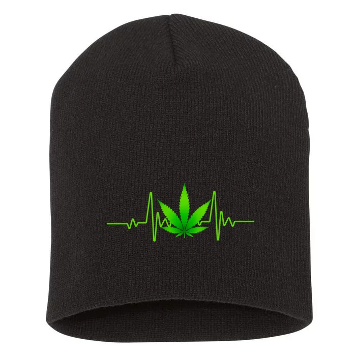 Heartbeat Weed Pulse Short Acrylic Beanie