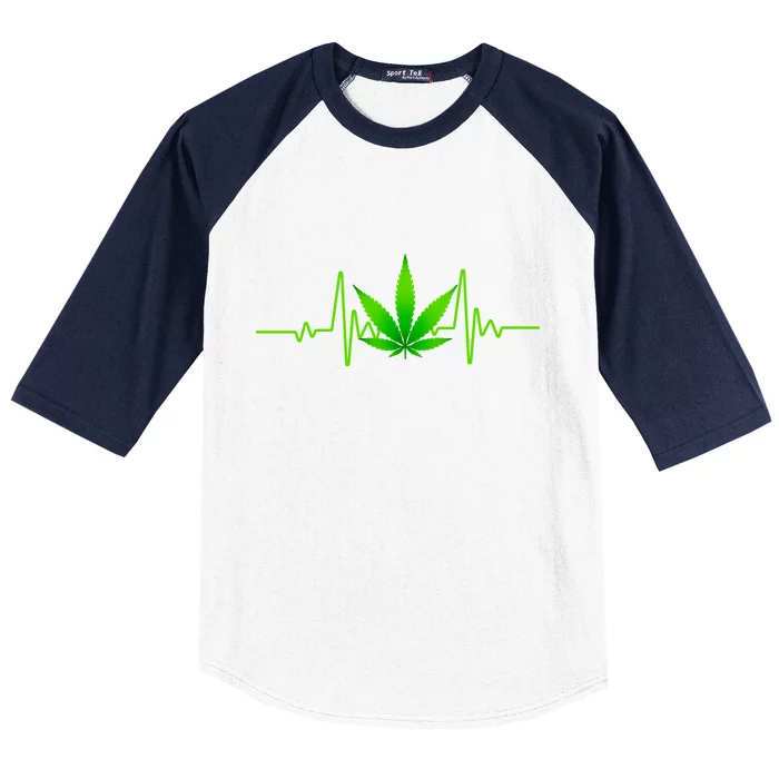 Heartbeat Weed Pulse Baseball Sleeve Shirt