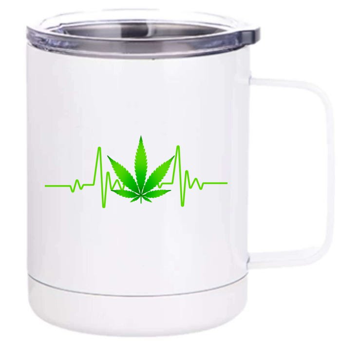 Heartbeat Weed Pulse Front & Back 12oz Stainless Steel Tumbler Cup