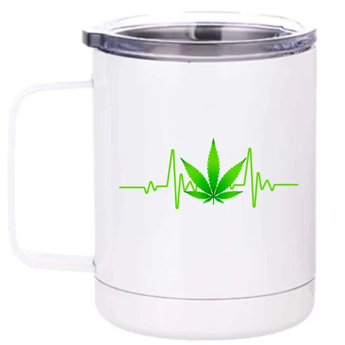 Heartbeat Weed Pulse Front & Back 12oz Stainless Steel Tumbler Cup