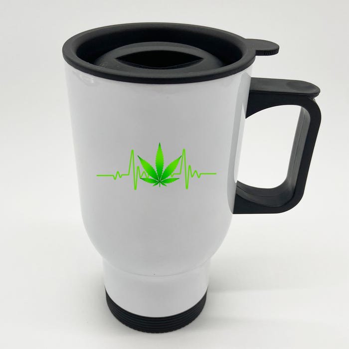 Heartbeat Weed Pulse Front & Back Stainless Steel Travel Mug