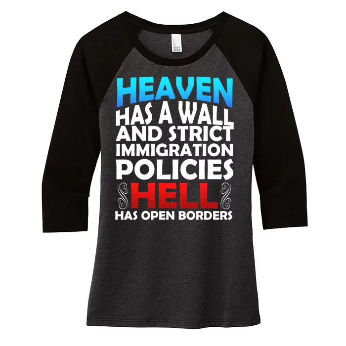 Heaven Has A Wall Hell Has Open Borders Women's Tri-Blend 3/4-Sleeve Raglan Shirt