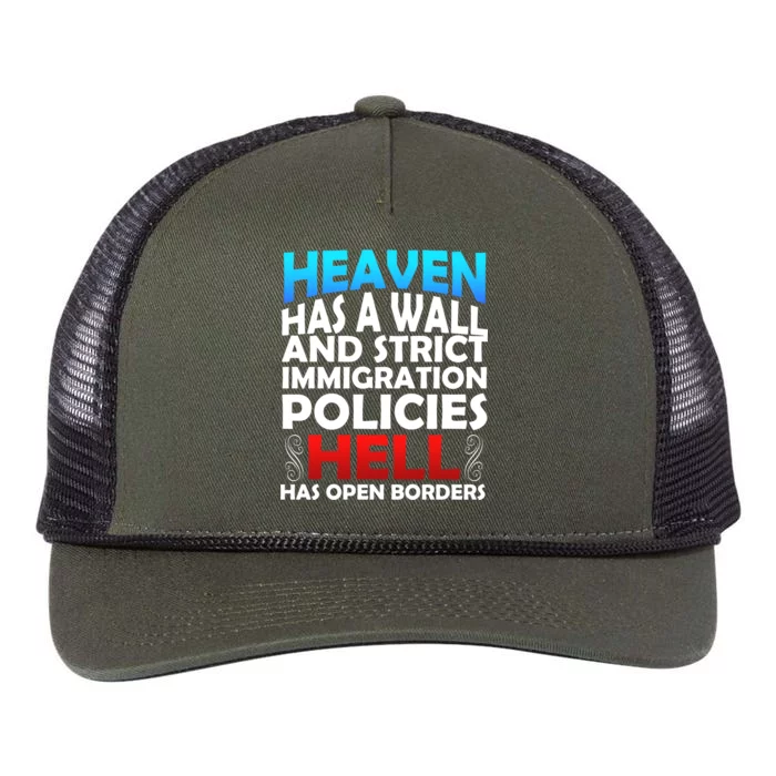 Heaven Has A Wall Hell Has Open Borders Retro Rope Trucker Hat Cap