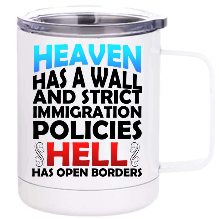 Heaven Has A Wall Hell Has Open Borders Front & Back 12oz Stainless Steel Tumbler Cup