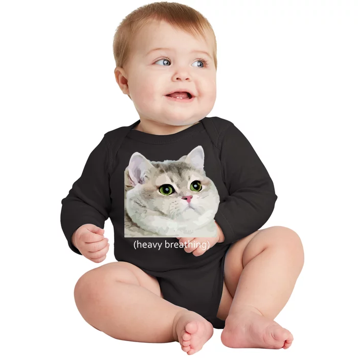 Heavy Breathing Cat Baby Long Sleeve Bodysuit