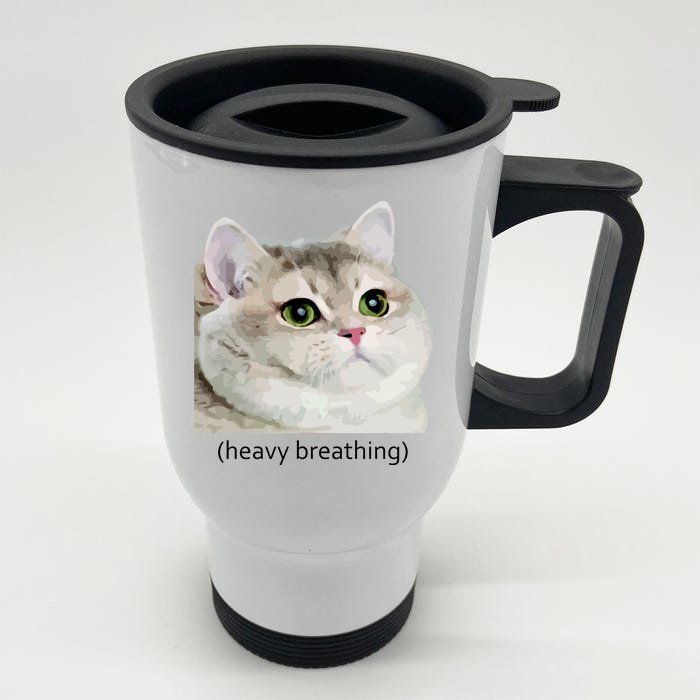 Heavy Breathing Cat Front & Back Stainless Steel Travel Mug