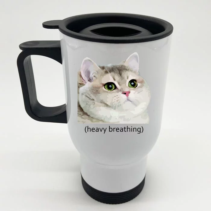 Heavy Breathing Cat Front & Back Stainless Steel Travel Mug