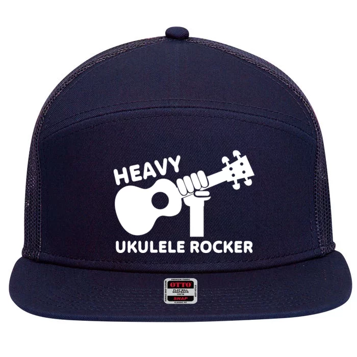 Heavy Ukulele Rocker Musical Instrument Acoustic Guitar 7 Panel Mesh Trucker Snapback Hat