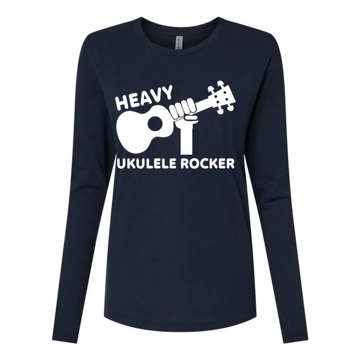 Heavy Ukulele Rocker Musical Instrument Acoustic Guitar Womens Cotton Relaxed Long Sleeve T-Shirt