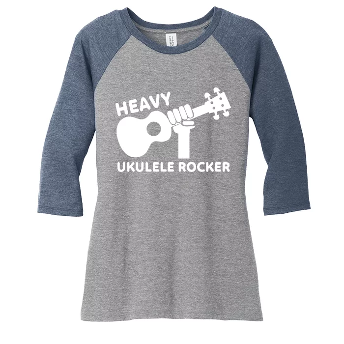 Heavy Ukulele Rocker Musical Instrument Acoustic Guitar Women's Tri-Blend 3/4-Sleeve Raglan Shirt