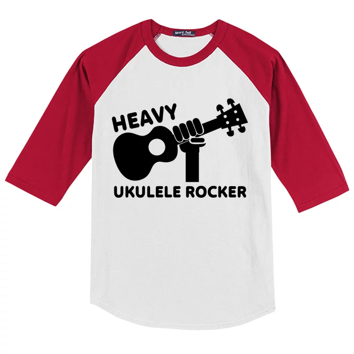 Heavy Ukulele Rocker Musical Instrument Acoustic Guitar Kids Colorblock Raglan Jersey