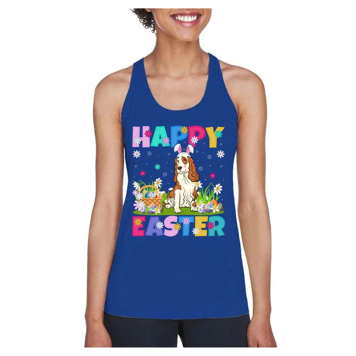 Happy Easter Bunny Cocker Spaniel Dog Easter Sunday Cute Gift Women's Racerback Tank