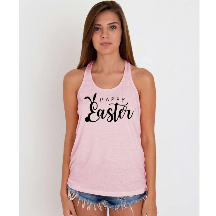 Happy Easter Bunny Holiday Women's Knotted Racerback Tank