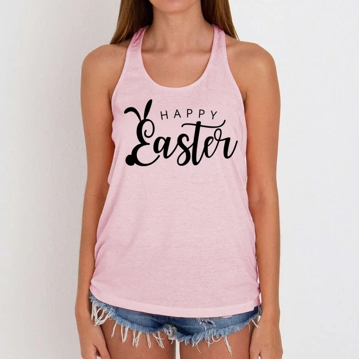 Happy Easter Bunny Holiday Women's Knotted Racerback Tank