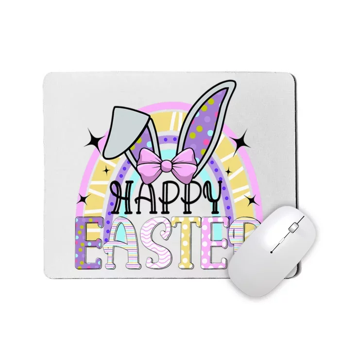 Happy Easter Bunny Rabbit Face Funny Easter Day Rainbow Mousepad