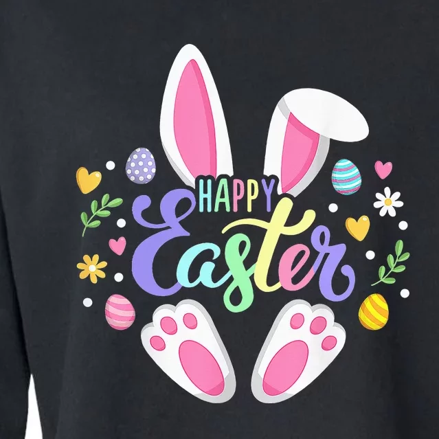 Happy Easter Bunny Easter Egg Hunt Squad Easter Cropped Pullover Crew