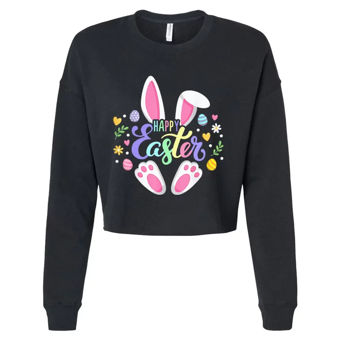 Happy Easter Bunny Easter Egg Hunt Squad Easter Cropped Pullover Crew