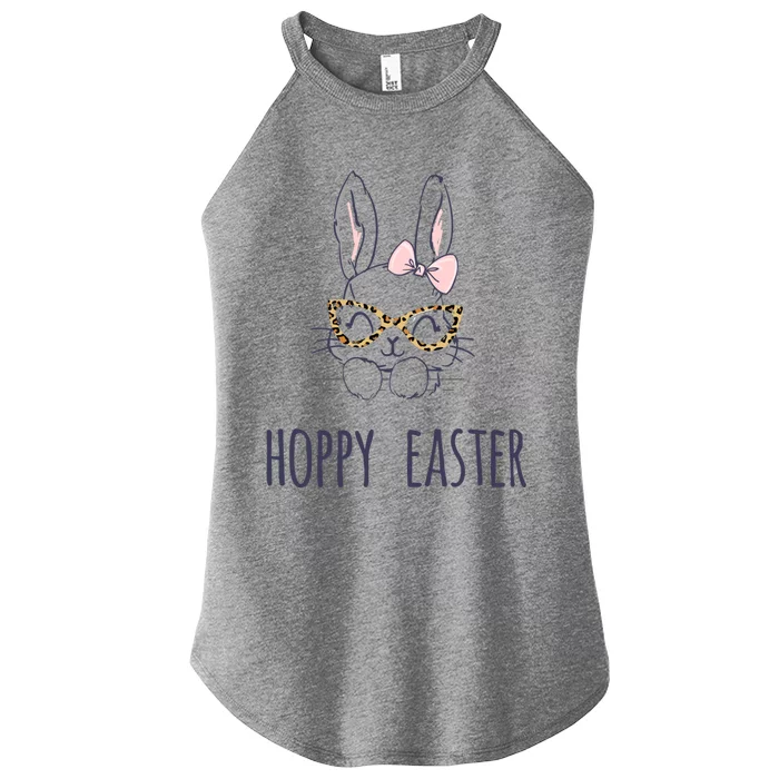 Hoppy Easter Bunny With Cheetah Glasses For The Mom Gift Women’s Perfect Tri Rocker Tank