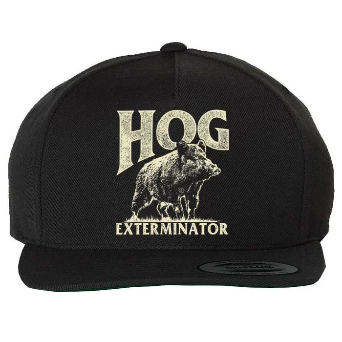 Hog Exterminator Boar Hunting Wild Hog Hunter Wool Snapback Cap