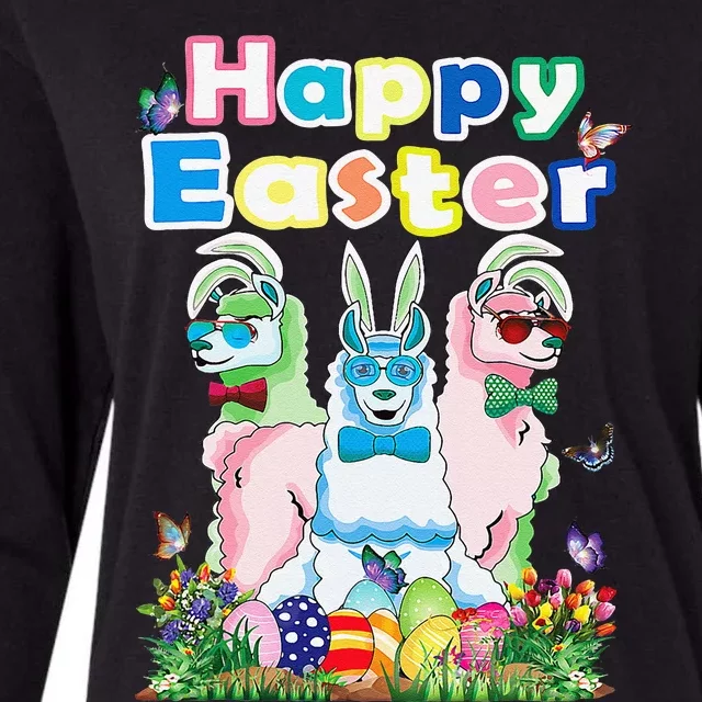 Happy Easter Bunny Womens Llama Easter Egg Outfitn Womens Cotton Relaxed Long Sleeve T-Shirt