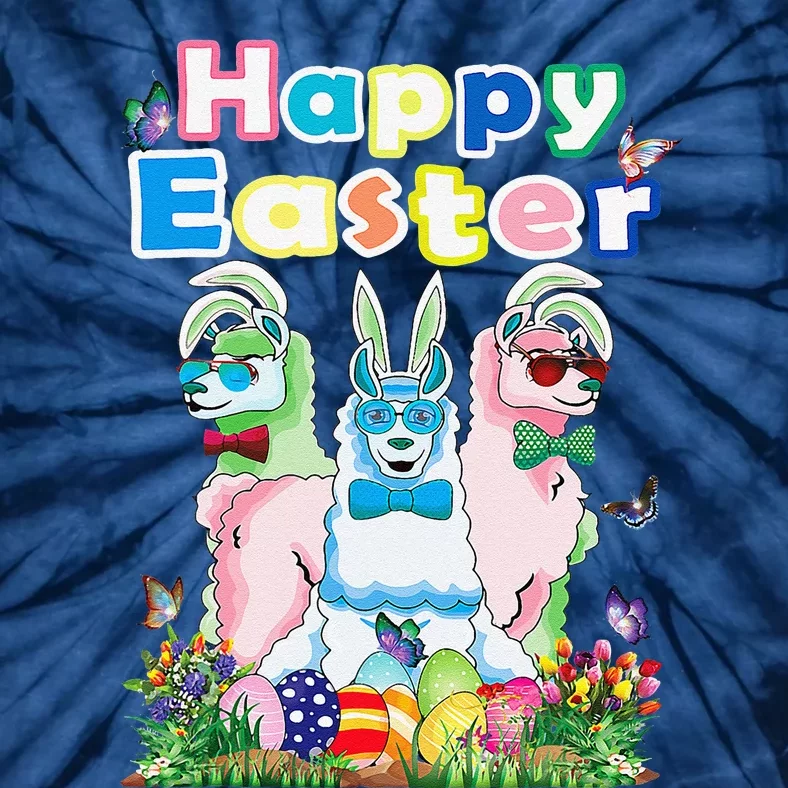 Happy Easter Bunny Womens Llama Easter Egg Outfitn Tie-Dye T-Shirt