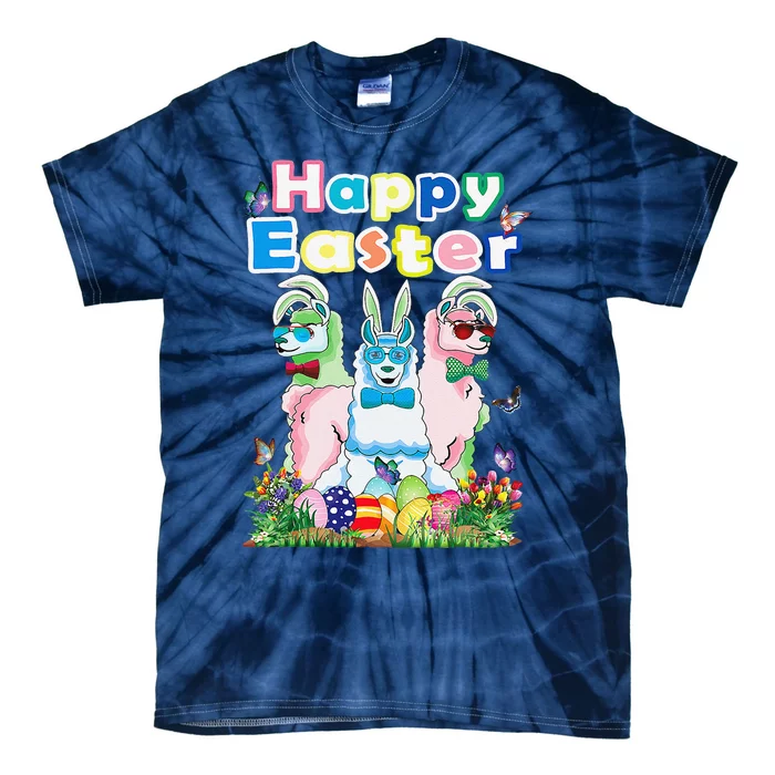 Happy Easter Bunny Womens Llama Easter Egg Outfitn Tie-Dye T-Shirt