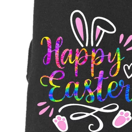 Happy Easter Bunny Rabbit Face Tie Dye Easter Day Doggie 3-End Fleece Hoodie