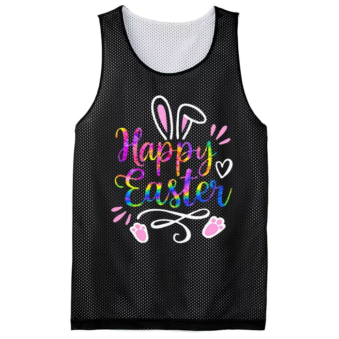 Happy Easter Bunny Rabbit Face Tie Dye Easter Day Mesh Reversible Basketball Jersey Tank