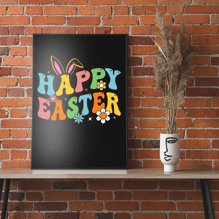 Happy Easter Bunny Rabbit Retro Easter eggs Poster