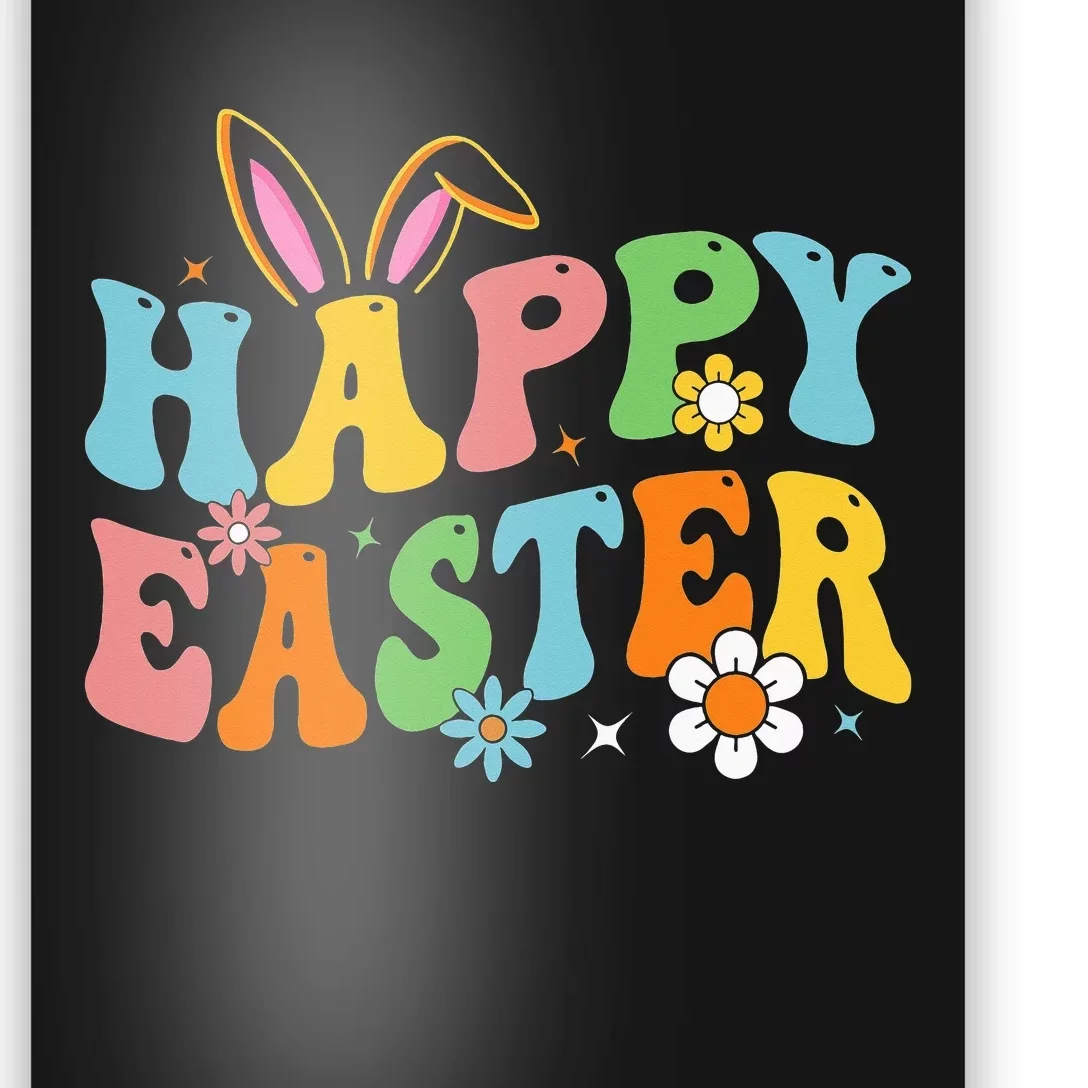 Happy Easter Bunny Rabbit Retro Easter eggs Poster