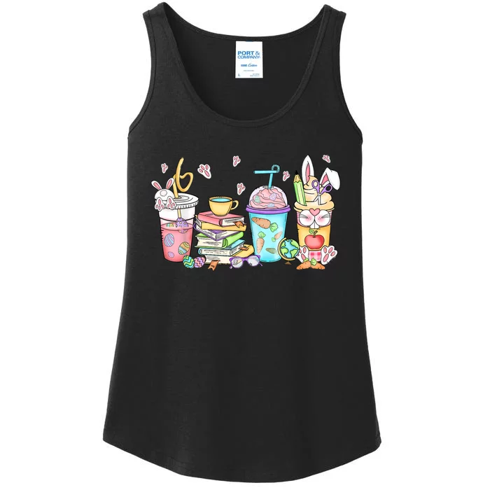 Happy Easter Bunny Coffee Lover Latte Iced Coffee Easter Day Ladies Essential Tank