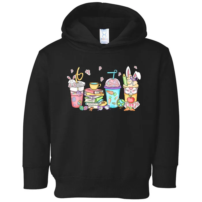 Happy Easter Bunny Coffee Lover Latte Iced Coffee Easter Day Toddler Hoodie