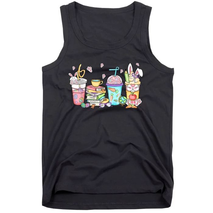 Happy Easter Bunny Coffee Lover Latte Iced Coffee Easter Day Tank Top