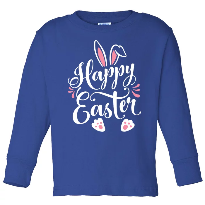 Happy Easter Bunny Rabbit Face Funny Easter Day Gift Toddler Long Sleeve Shirt