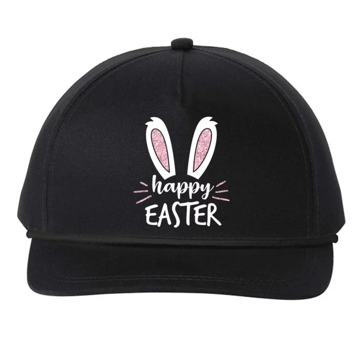 Happy Easter Bunny Ears Snapback Five-Panel Rope Hat