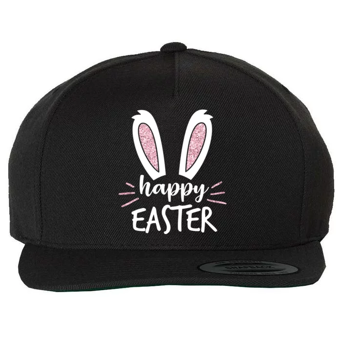 Happy Easter Bunny Ears Wool Snapback Cap