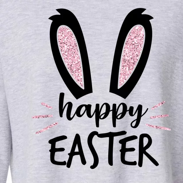 Happy Easter Bunny Ears Cropped Pullover Crew