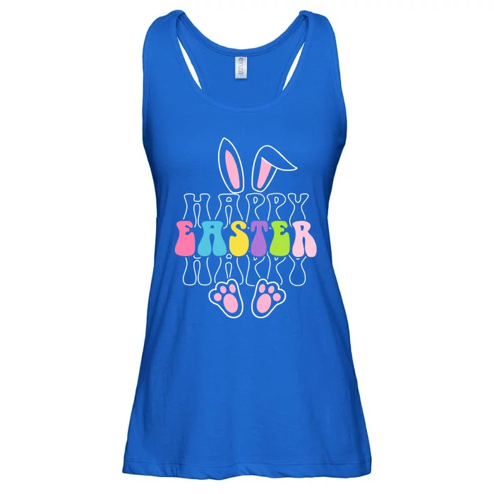 Happy Easter Bunny Rabbit Face Groovy Easter Day Gift Ladies Essential Flowy Tank