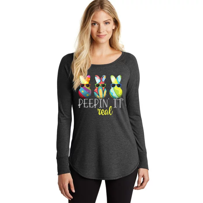 Happy Easter Bunny Egg Hunt Funny Easter Day Peepin' It Real Women's Perfect Tri Tunic Long Sleeve Shirt