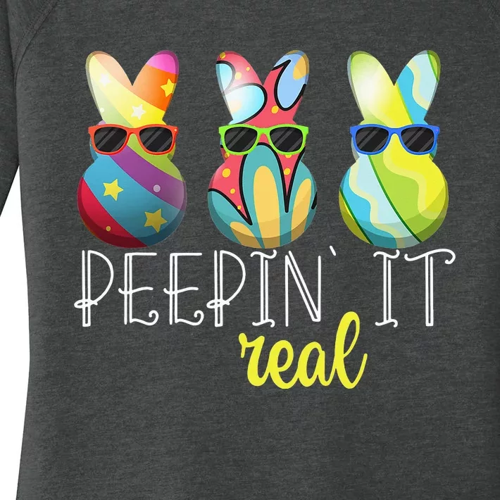 Happy Easter Bunny Egg Hunt Funny Easter Day Peepin' It Real Women's Perfect Tri Tunic Long Sleeve Shirt