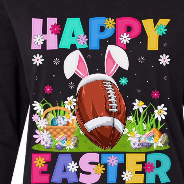 Happy Easter Bunny American Football Easter Sunday Gift Womens Cotton Relaxed Long Sleeve T-Shirt