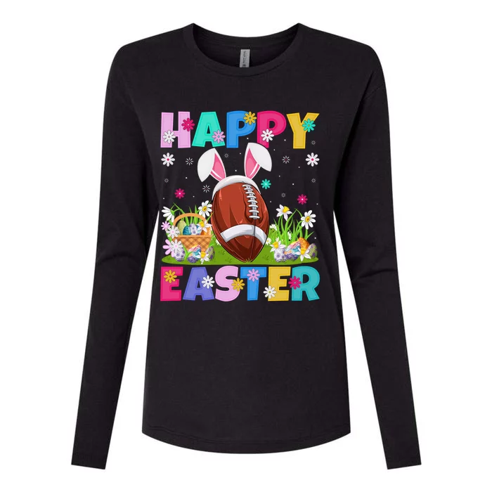 Happy Easter Bunny American Football Easter Sunday Gift Womens Cotton Relaxed Long Sleeve T-Shirt