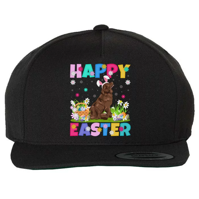 Happy Easter Bunny Newfoundland Dog Easter Sunday Cute Gift Wool Snapback Cap