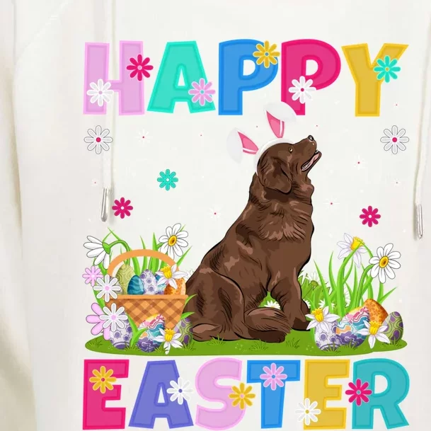 Happy Easter Bunny Newfoundland Dog Easter Sunday Cute Gift Womens Funnel Neck Pullover Hood