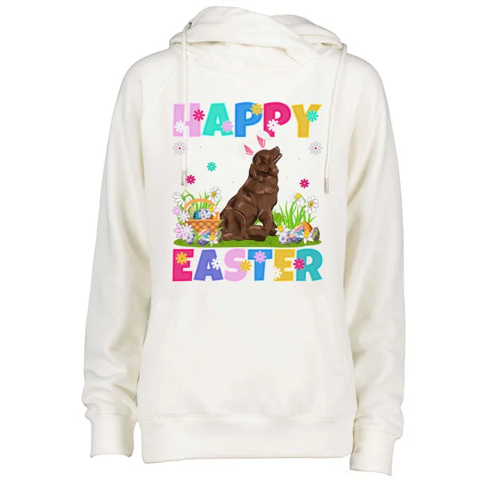 Happy Easter Bunny Newfoundland Dog Easter Sunday Cute Gift Womens Funnel Neck Pullover Hood